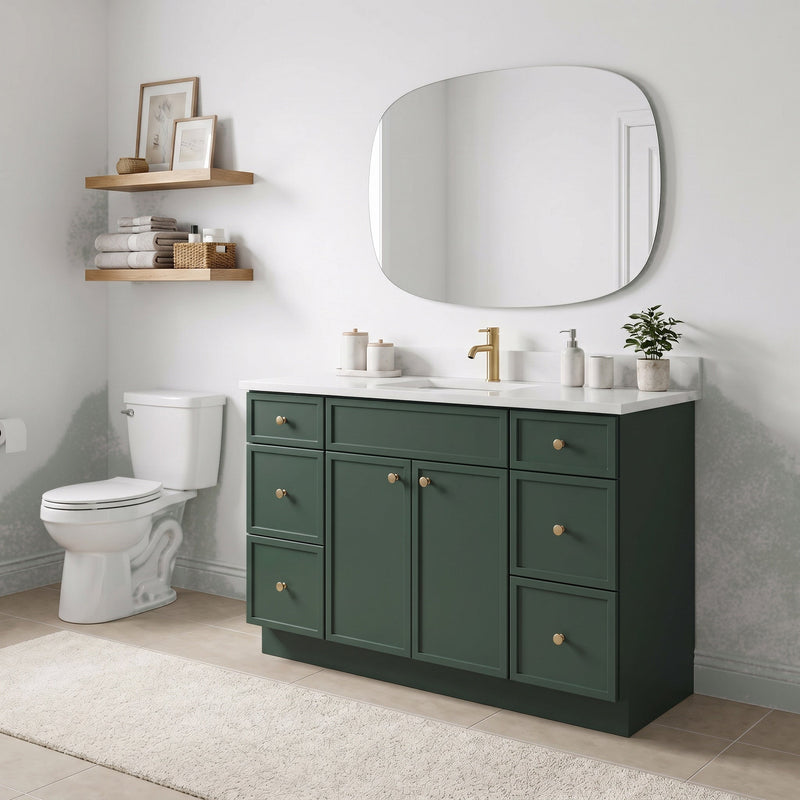 48" Slim Shaker Bathroom Vanity – Forest Green