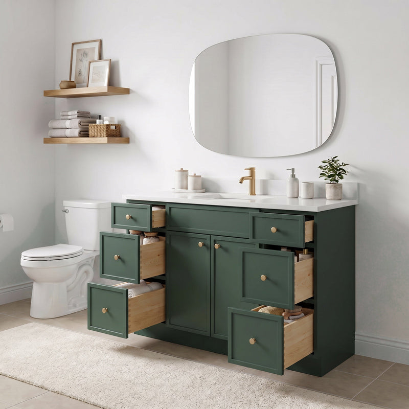 48" Slim Shaker Bathroom Vanity – Forest Green