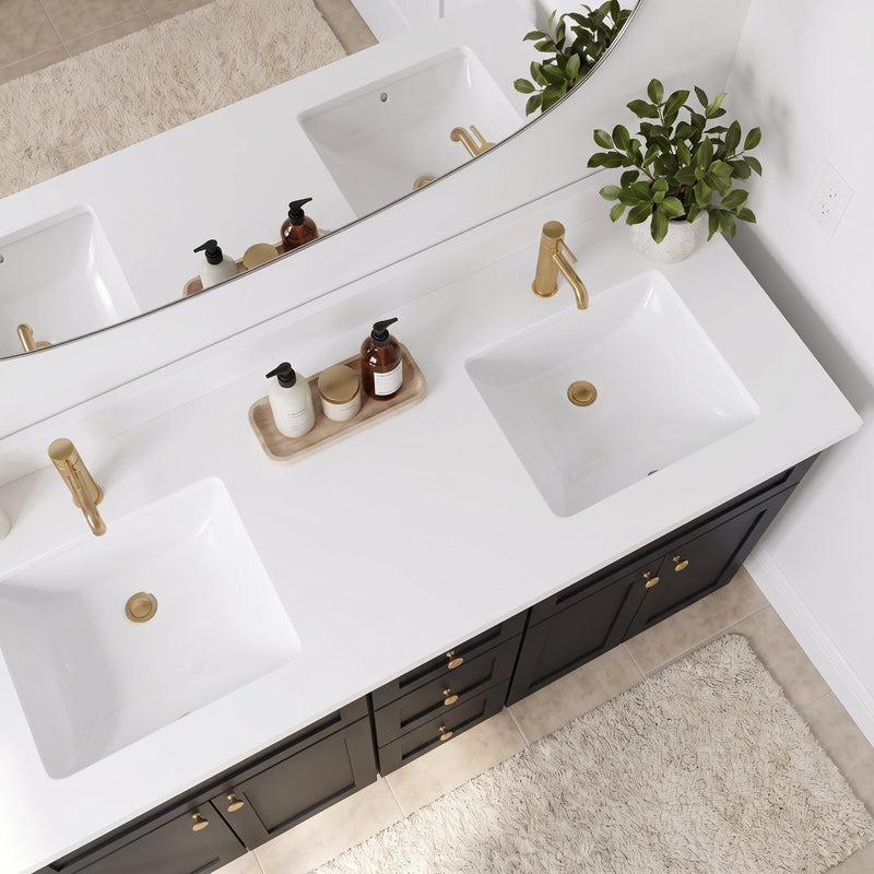 60" Slim Shaker Bathroom Vanity – Black – Double Sink
