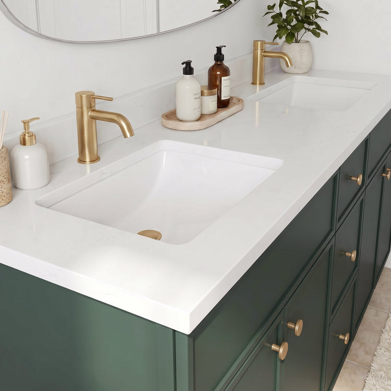 60" Slim Shaker Bathroom Vanity – Forest Green – Double Sink