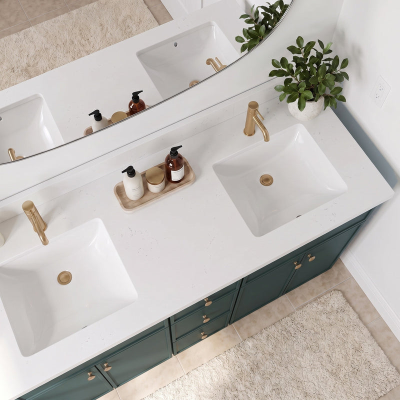 60" Slim Shaker Bathroom Vanity – Forest Green – Double Sink