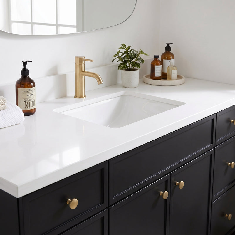 60" Slim Shaker Bathroom Vanity – Black – Single Sink
