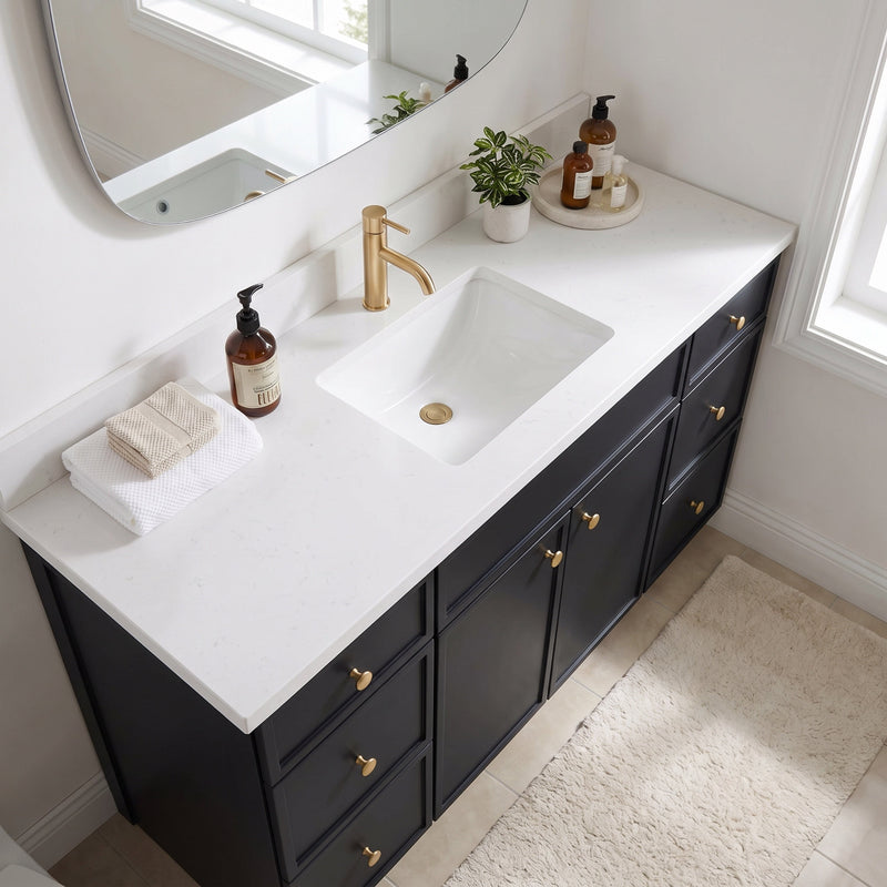 60" Slim Shaker Bathroom Vanity – Black – Single Sink