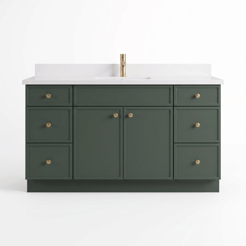 60" Slim Shaker Bathroom Vanity – Forest Green – Single Sink