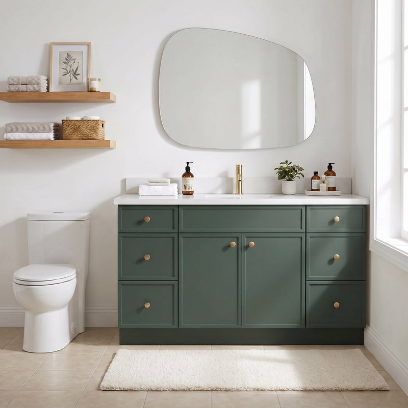 60" Slim Shaker Bathroom Vanity – Forest Green – Single Sink