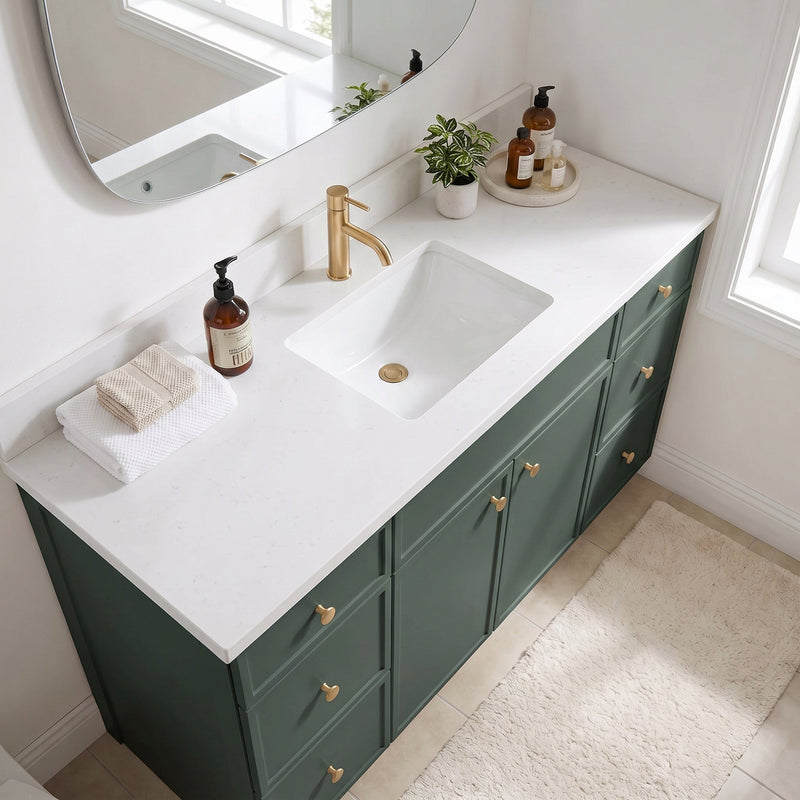 60" Slim Shaker Bathroom Vanity – Forest Green – Single Sink