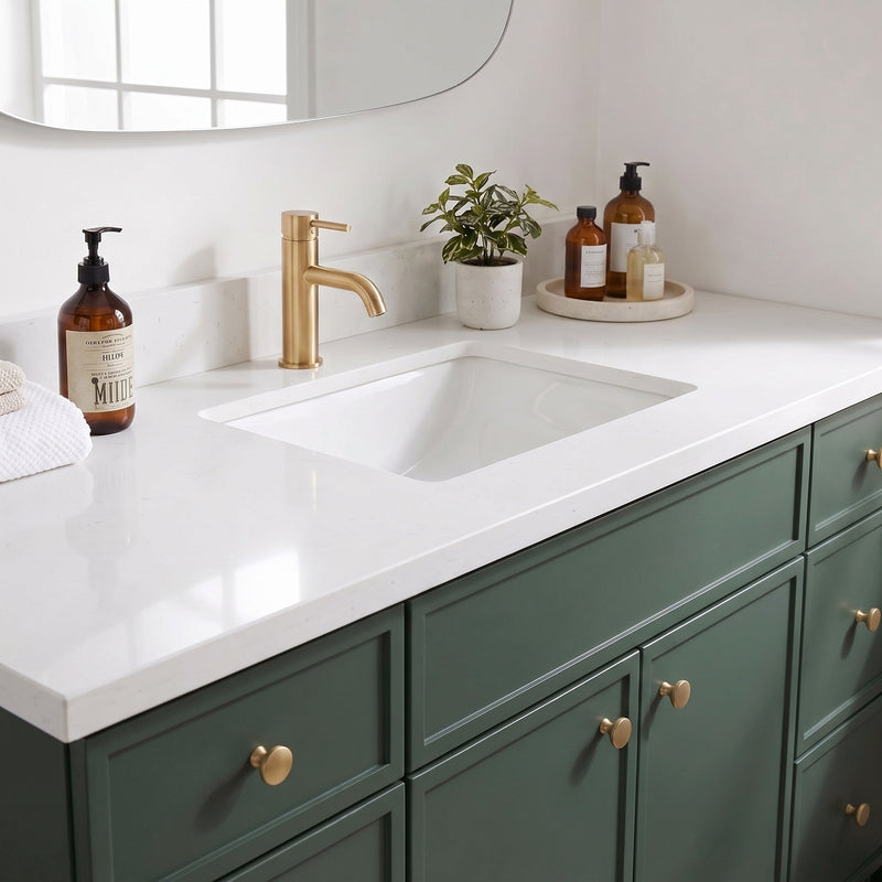 60" Slim Shaker Bathroom Vanity – Forest Green – Single Sink