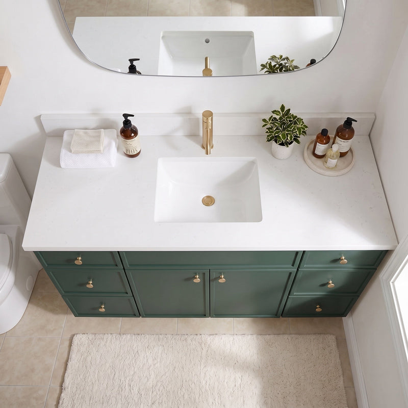 60" Slim Shaker Bathroom Vanity – Forest Green – Single Sink