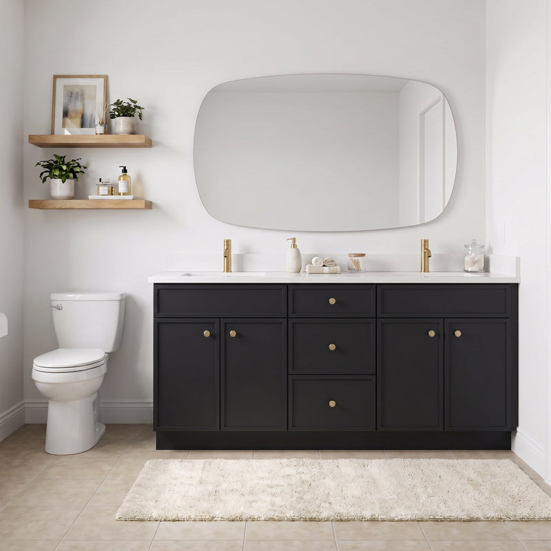 72" Slim Shaker Bathroom Vanity – Black – Double Sink