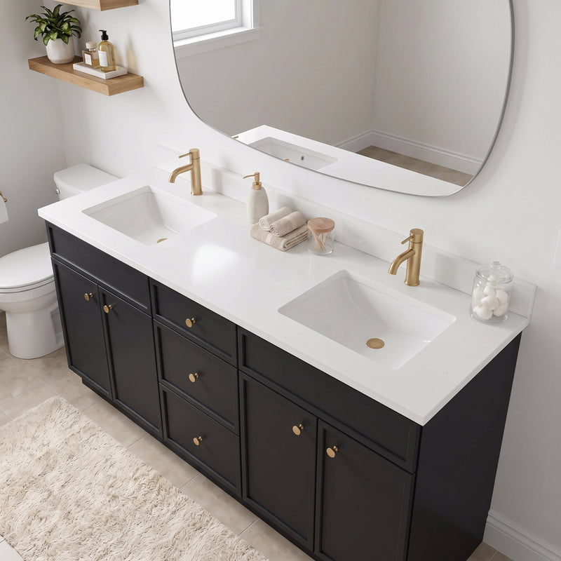 72" Slim Shaker Bathroom Vanity – Black – Double Sink