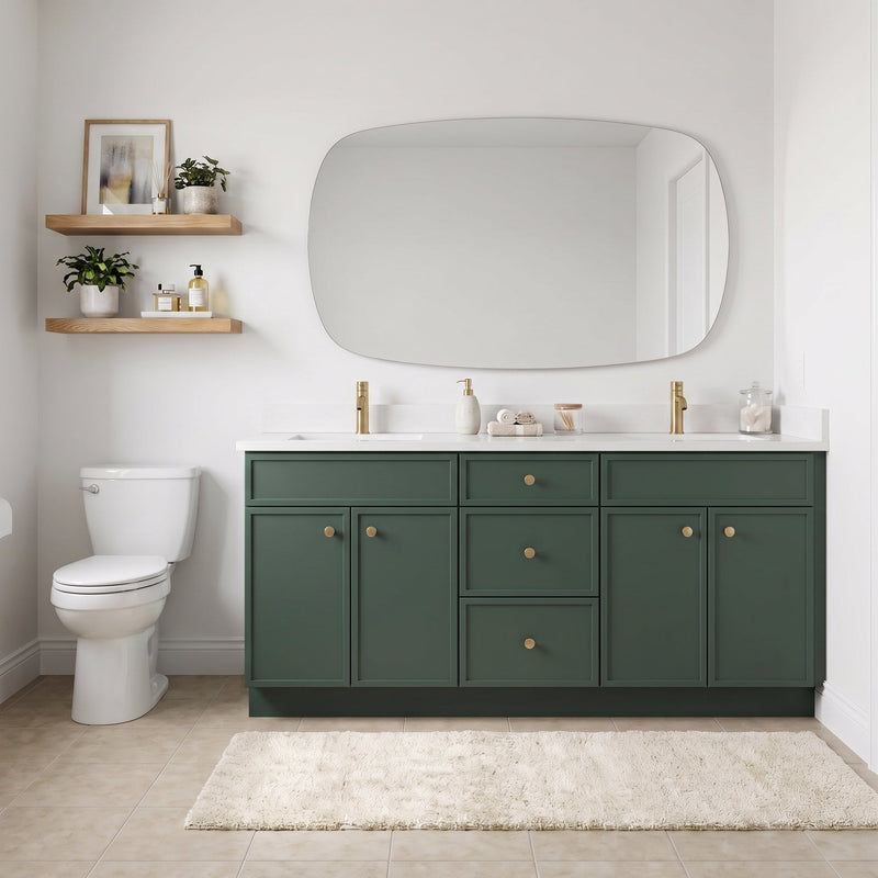 72" Slim Shaker Bathroom Vanity – Forest Green – Double Sink