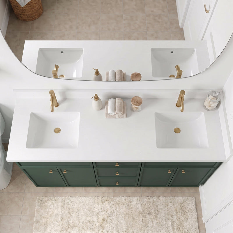 72" Slim Shaker Bathroom Vanity – Forest Green – Double Sink