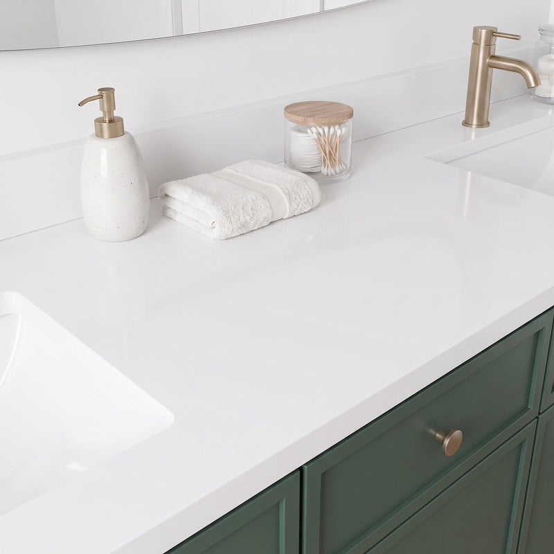 72" Slim Shaker Bathroom Vanity – Forest Green – Double Sink