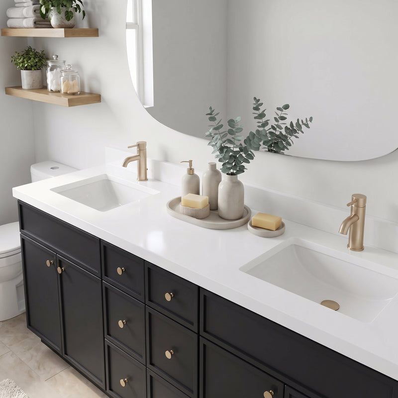 84" Slim Shaker Bathroom Vanity – Black – 6 Drawers