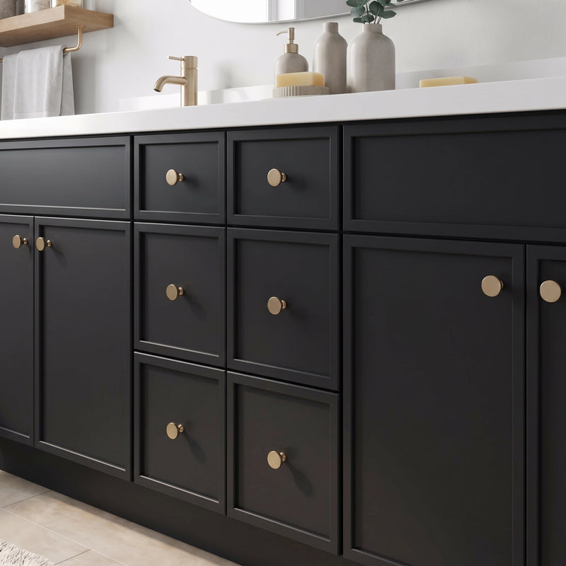 84" Slim Shaker Bathroom Vanity – Black – 6 Drawers