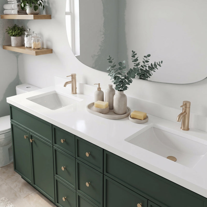84" Slim Shaker Bathroom Vanity – Forest Green – 6 Drawers