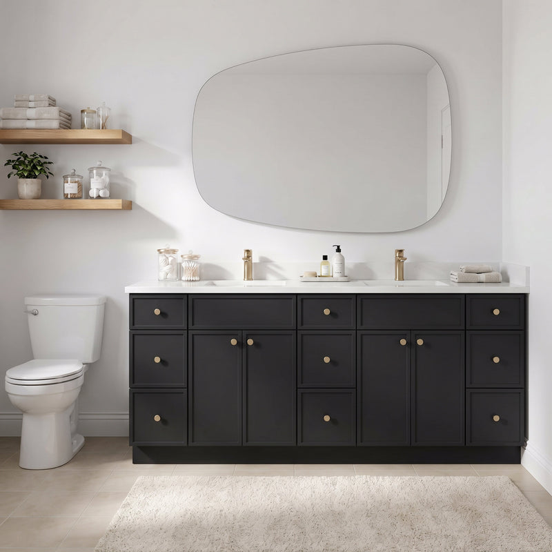 84" Slim Shaker Bathroom Vanity – Black – 9 Drawers
