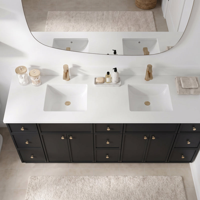 84" Slim Shaker Bathroom Vanity – Black – 9 Drawers