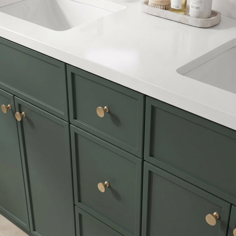 84" Slim Shaker Bathroom Vanity – Forest Green – 9 Drawers